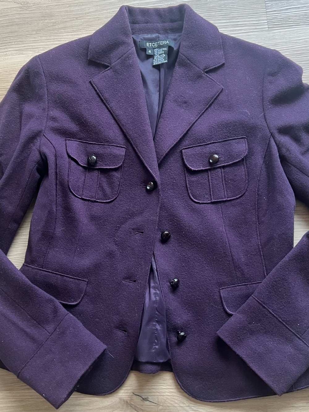 Etcetera Deep Plum Wool-Blend Blazer • 4